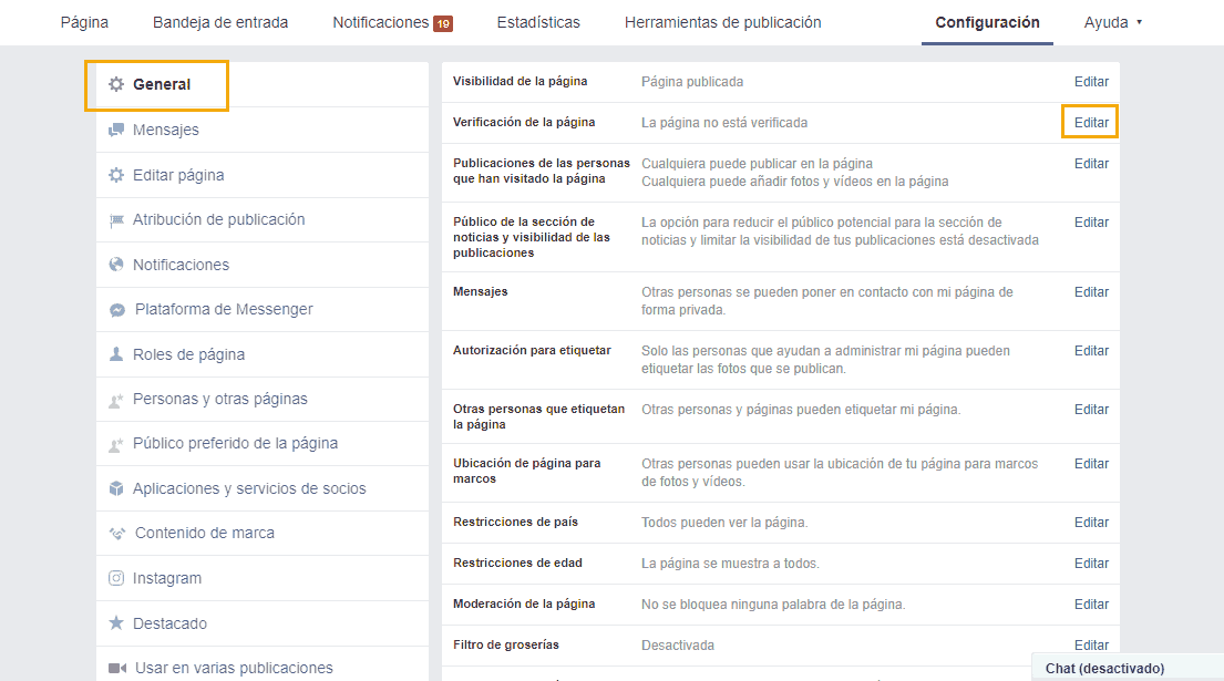 como verificar una página de empresa en facebook